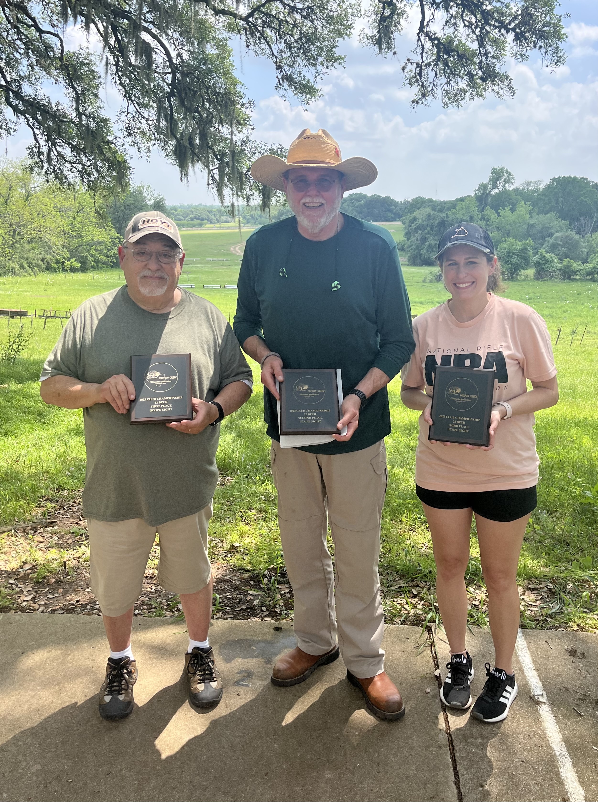 Bob Garibay and Russ Miller tied for 1st in the scope class with a 45. Bob took the 1st scope award after a shoot off with Russ. Russ took 2nd place award with Shelby Ross taking the 3rd place award with a 44. Congratulations to our Scope Class winners.